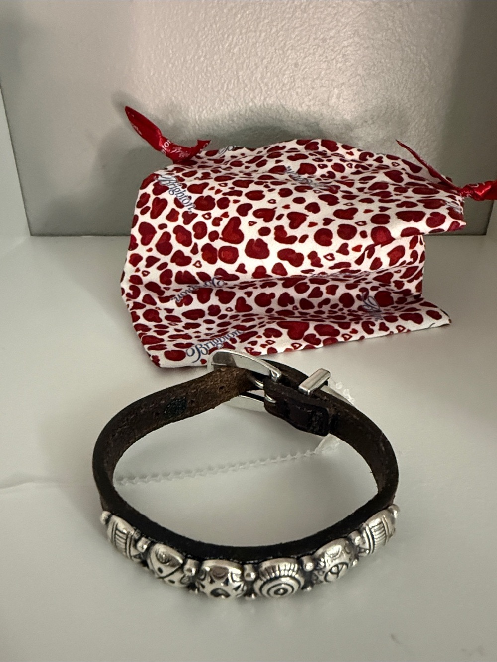 Brighton Dark Brown Leather Bracelet with Silver-Tone Embellishments